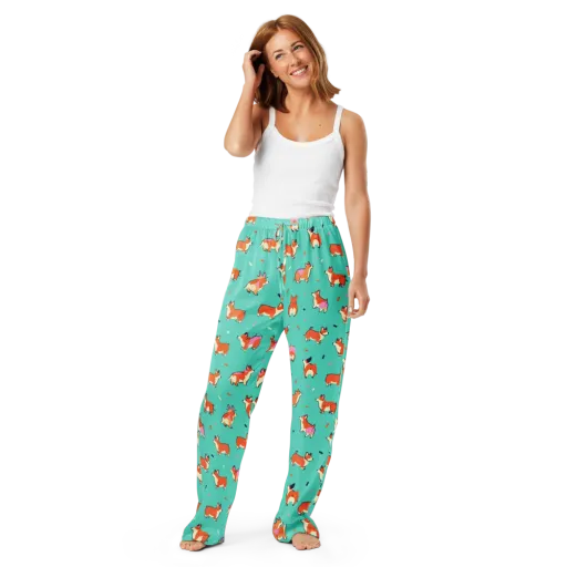 Turquoise Corgi Club on a Women's Pajama Pants