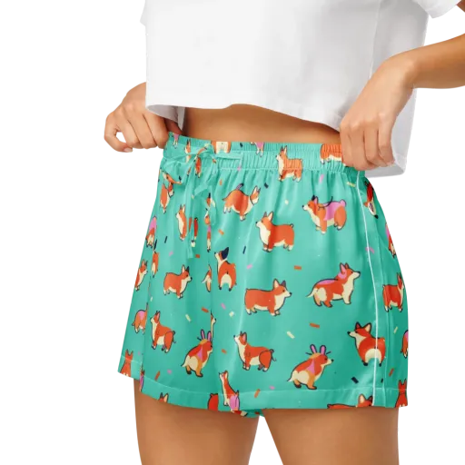 Turquoise Corgi Club on a Women's Pajama Shorts