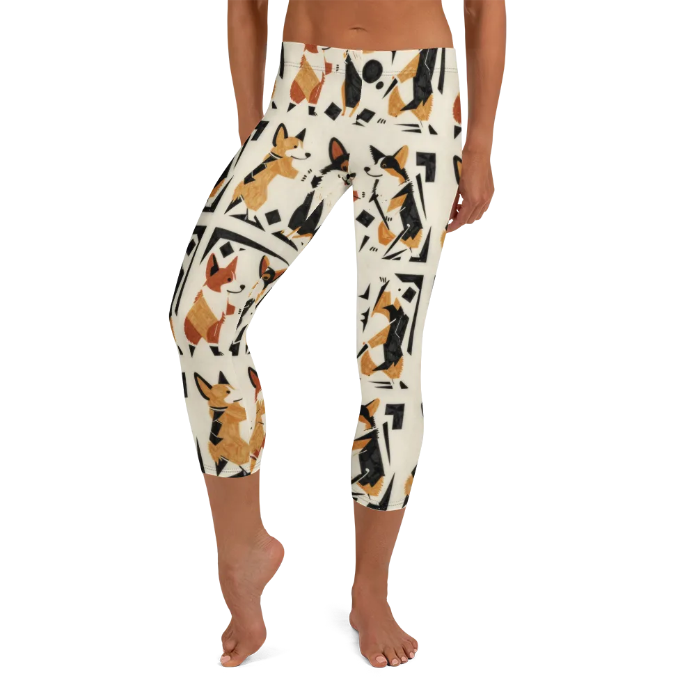 Mod Dog Parade on Capri Leggings — Front