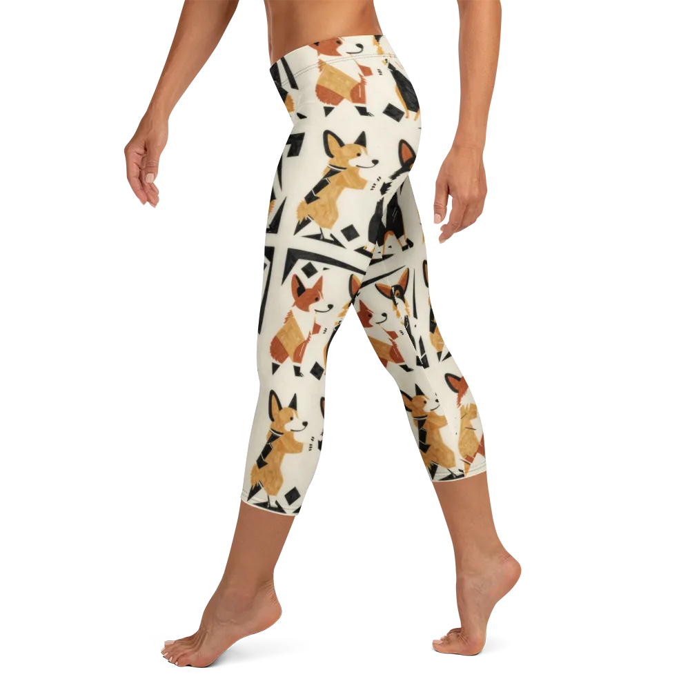 Mod Dog Parade on Capri Leggings — Left
