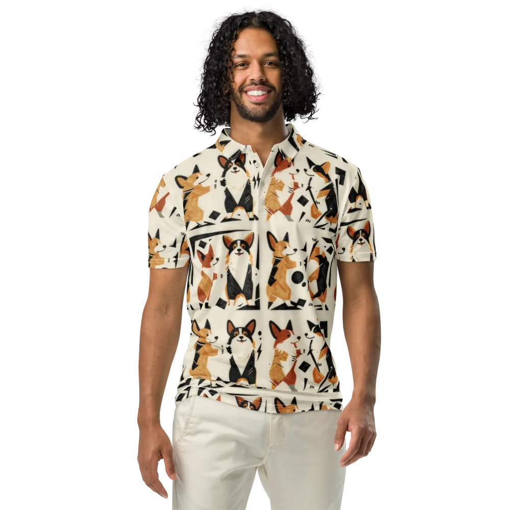 Mod Dog Parade on Men's Slim Fit Polo Shirt — Front