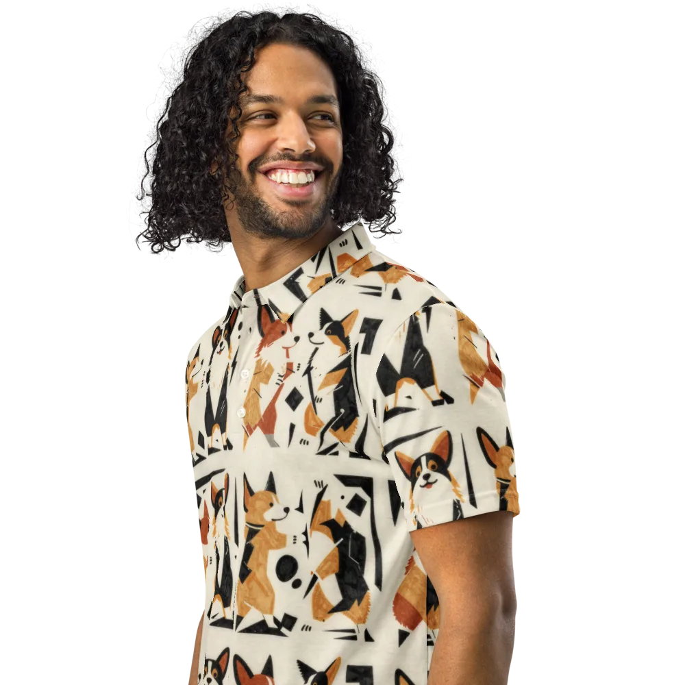 Mod Dog Parade on Men's Slim Fit Polo Shirt — Left Front