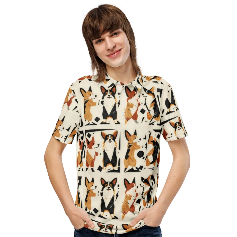 Mod Dog Parade on Men's Slim Fit Polo Shirt — Front