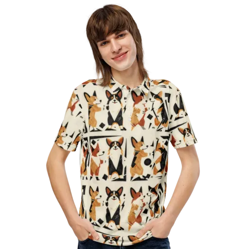 Mod Dog Parade on a Men's Slim Fit Polo Shirt