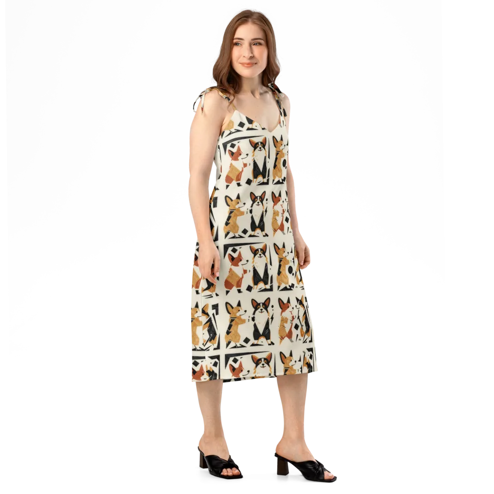 Mod Dog Parade on Slip Dress — Right Front