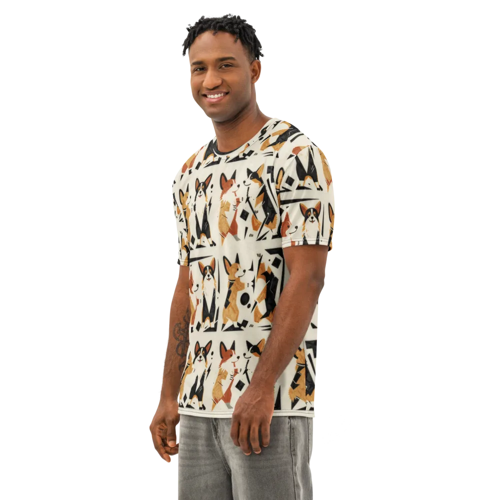 Mod Dog Parade on Men's Cotton Crew Neck T-Shirt — Left Front