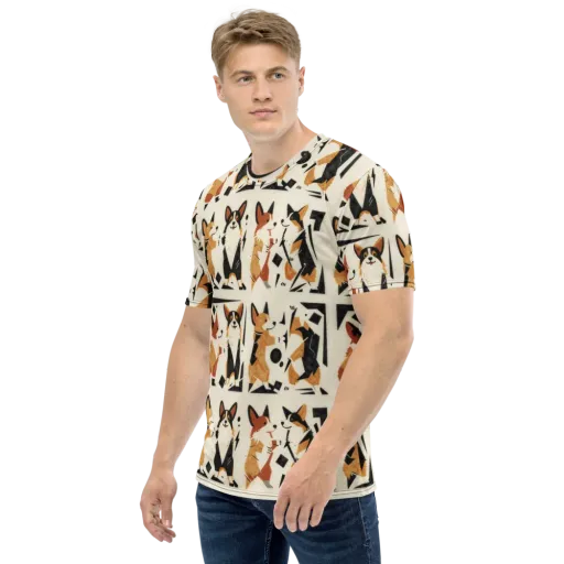 Mod Dog Parade on a Men's Crew Neck T-Shirt