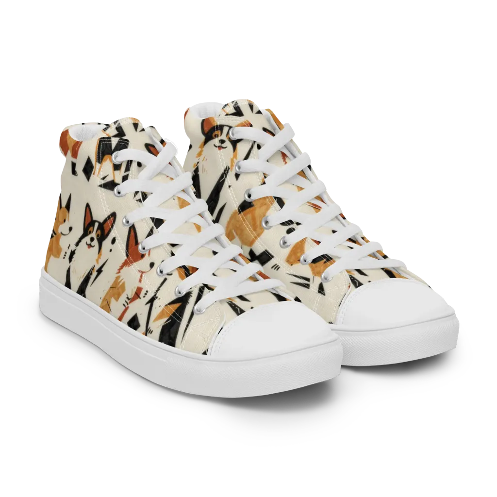 Mod Dog Parade on Men's High Top Canvas Shoes — Right Front