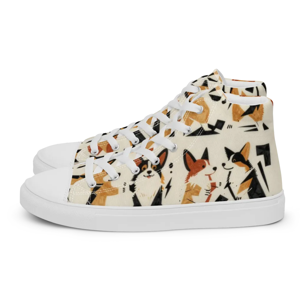 Mod Dog Parade on Men's High Top Canvas Shoes — Left