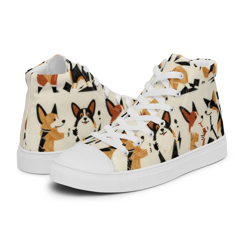 Mod Dog Parade on Men's High Top Canvas Shoes — Left