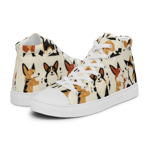 Mod Dog Parade on a Men's High Top Canvas Shoes