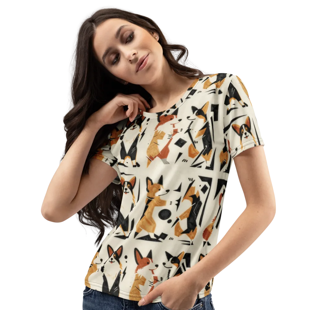 Mod Dog Parade on Women's Crew Neck T-Shirt — Left Front
