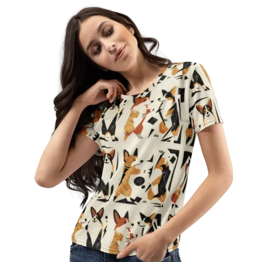 Mod Dog Parade on a Women's Crew Neck T-Shirt