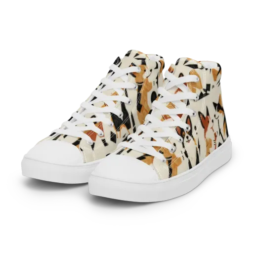 Mod Dog Parade on a Women's High Top Canvas Shoes