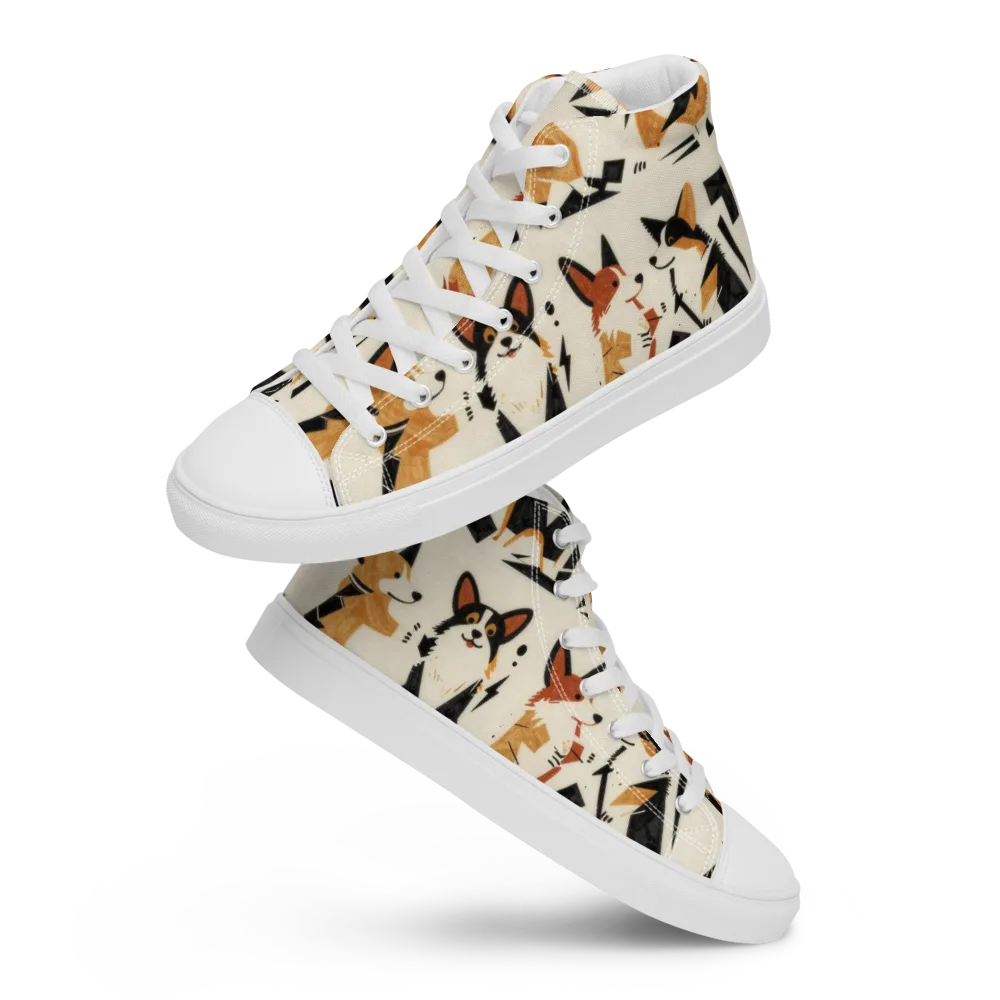 Mod Dog Parade on Women's High Top Canvas Shoes — Front