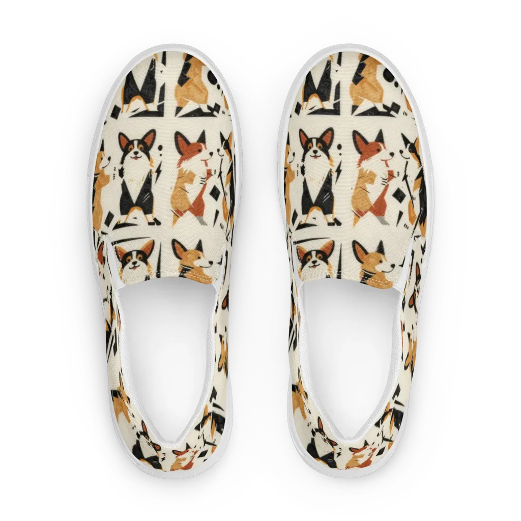 Mod Dog Parade on Men's Slip-On Canvas Shoes — Front