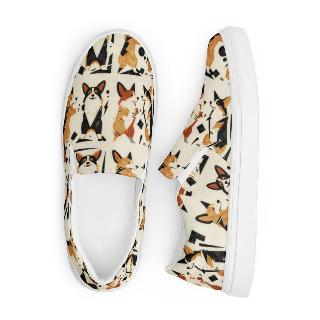 Mod Dog Parade on Men's Slip-On Canvas Shoes — Front