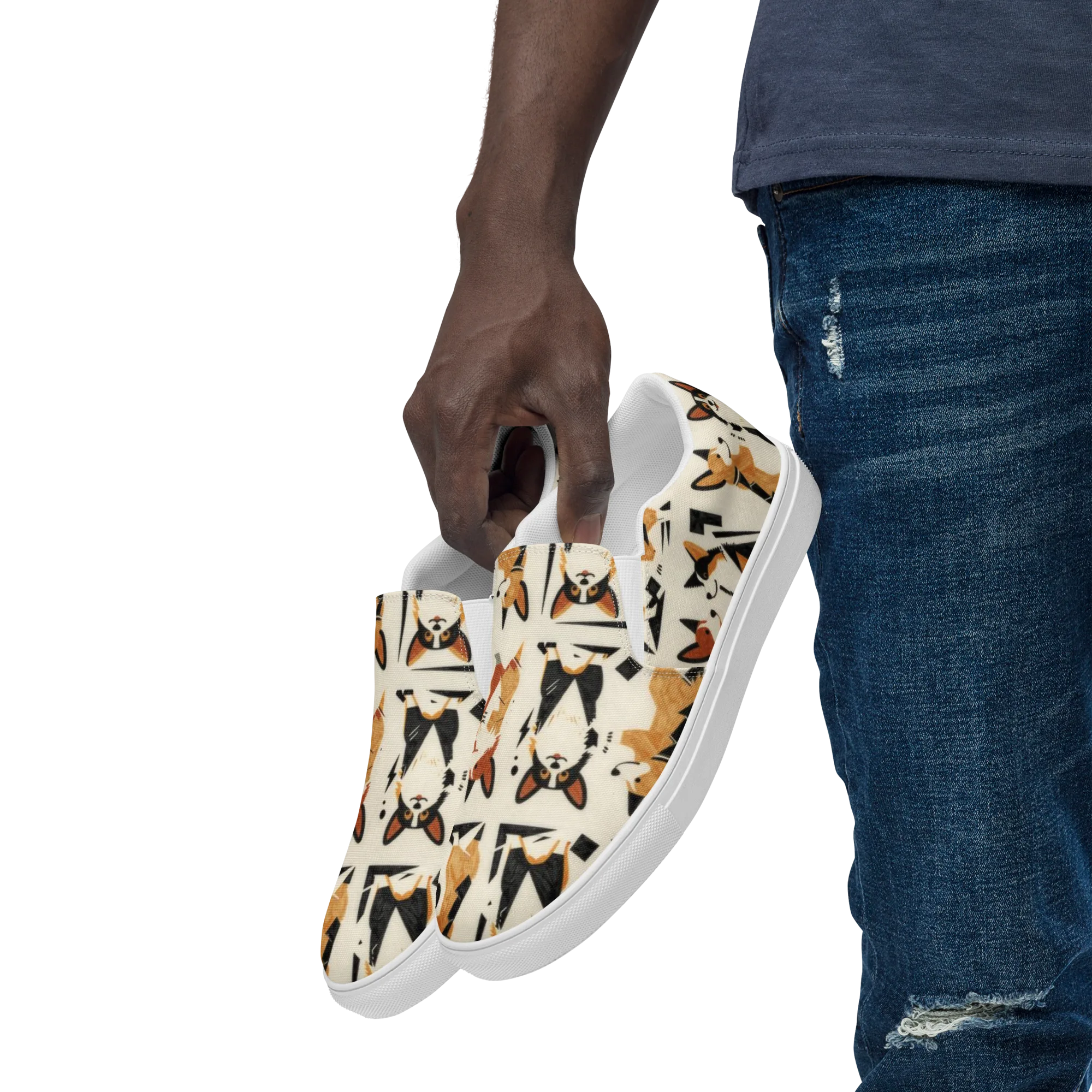Mod Dog Parade on Men's Slip-On Canvas Shoes — Left Front