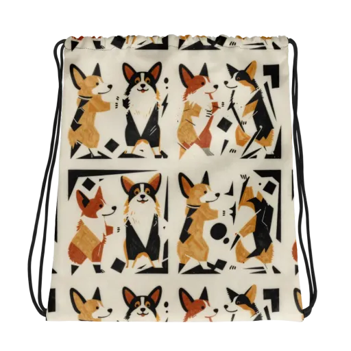 Mod Dog Parade on a Drawstring Bag