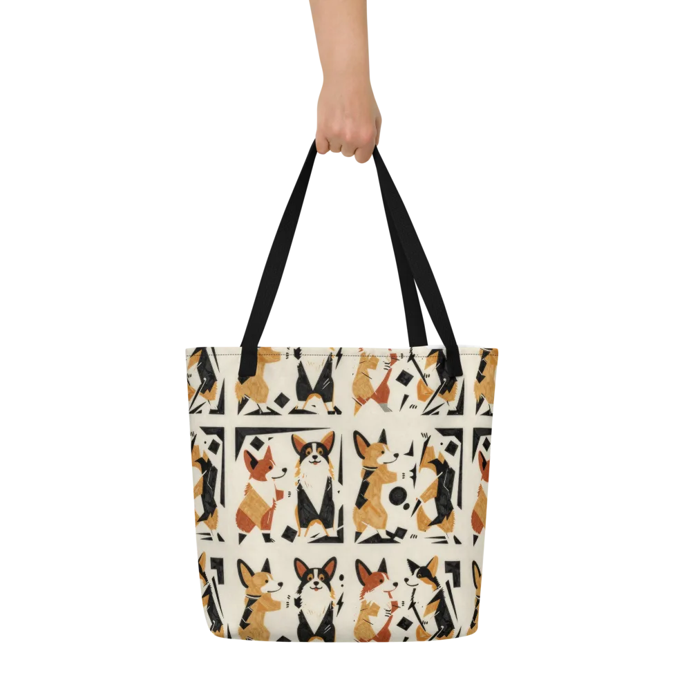 Mod Dog Parade on Large Tote Bag W/ Pocket — Front