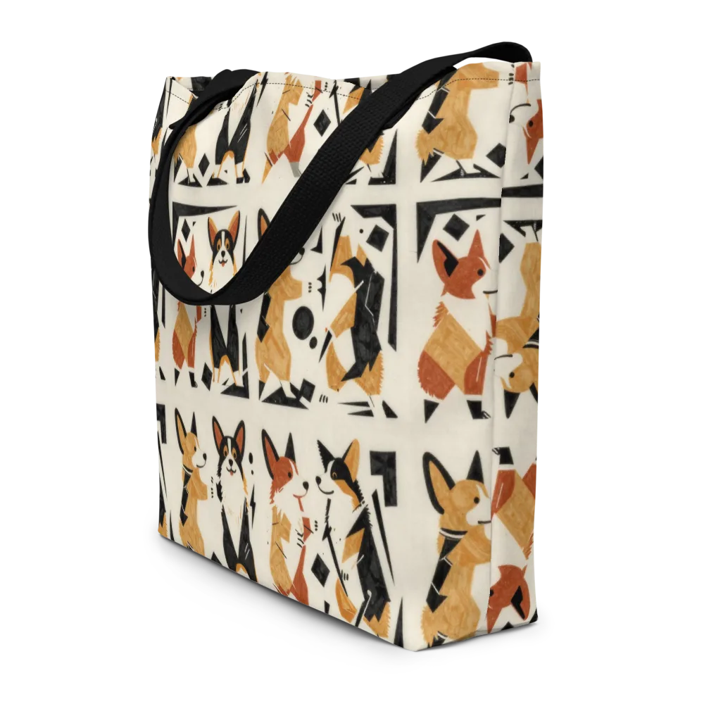Mod Dog Parade on Large Tote Bag W/ Pocket — Front
