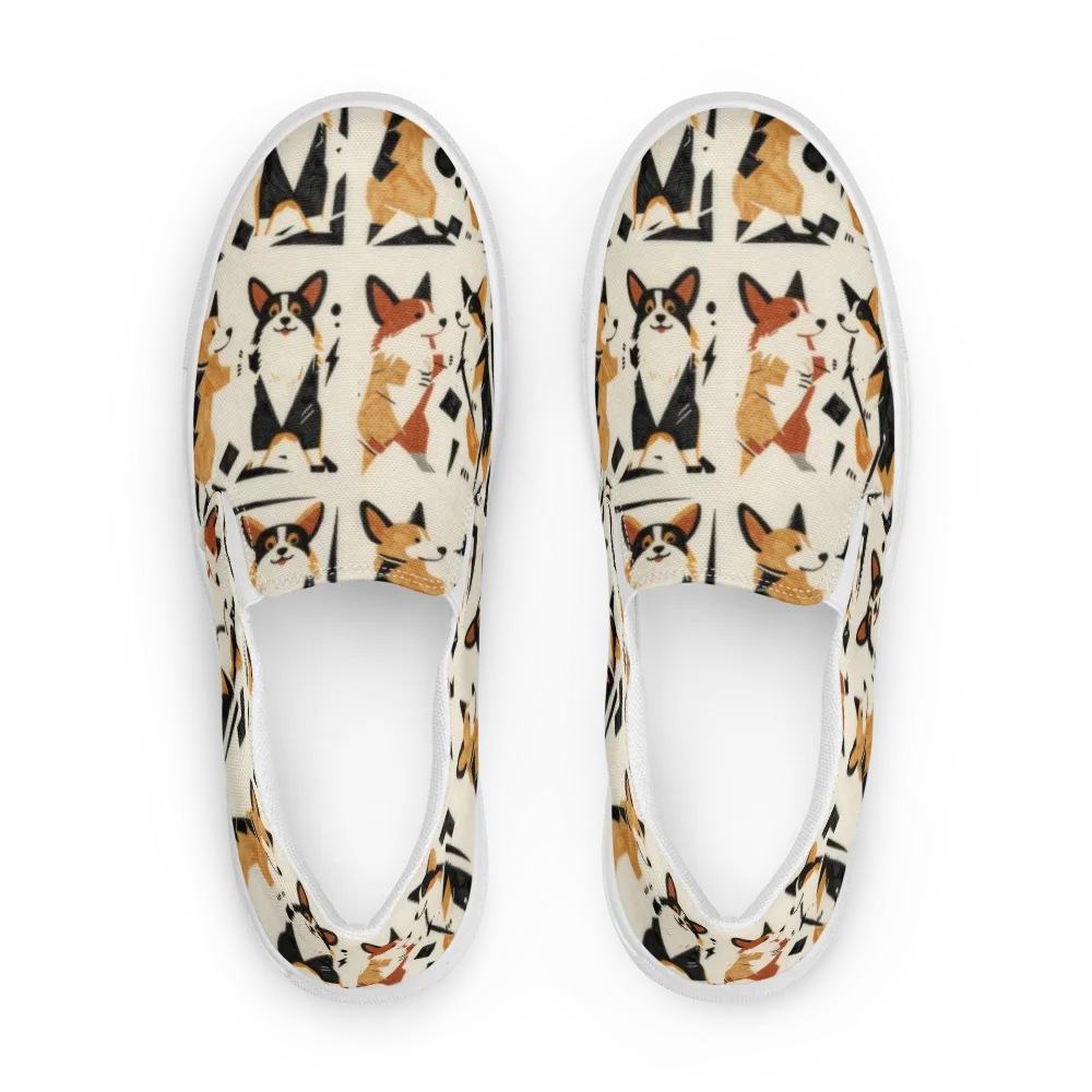 Mod Dog Parade on Women's Slip-On Canvas Shoes — Front