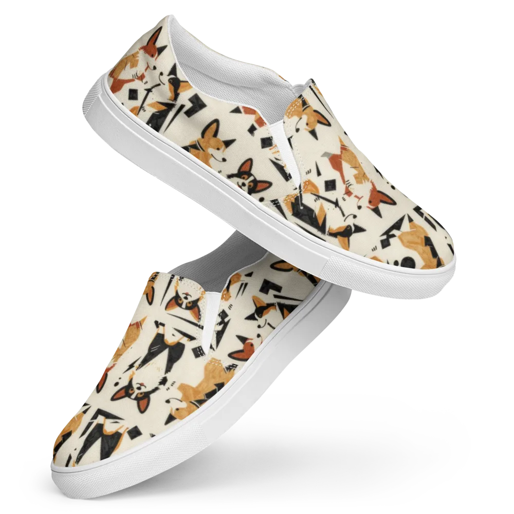 Mod Dog Parade on Women's Slip-On Canvas Shoes — Front