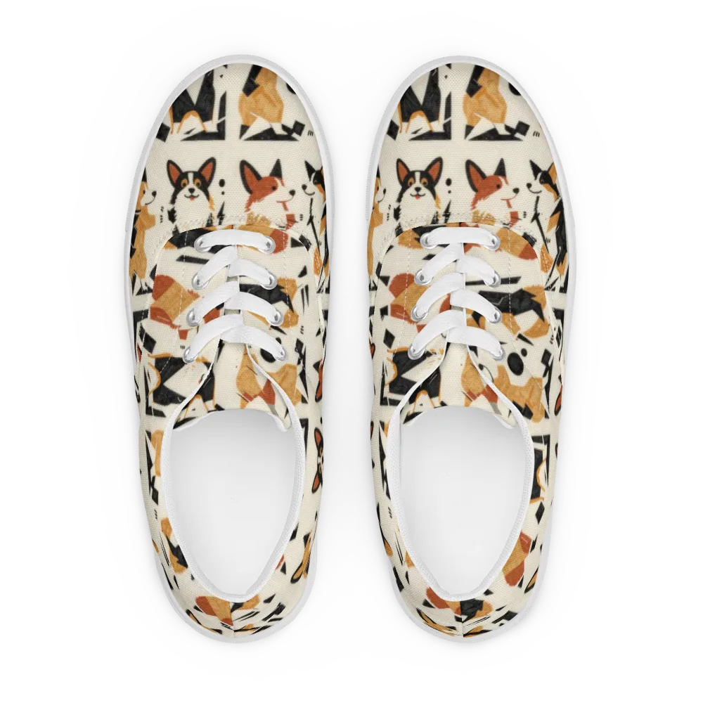 Mod Dog Parade on Men's Lace-Up Canvas Shoes — Front
