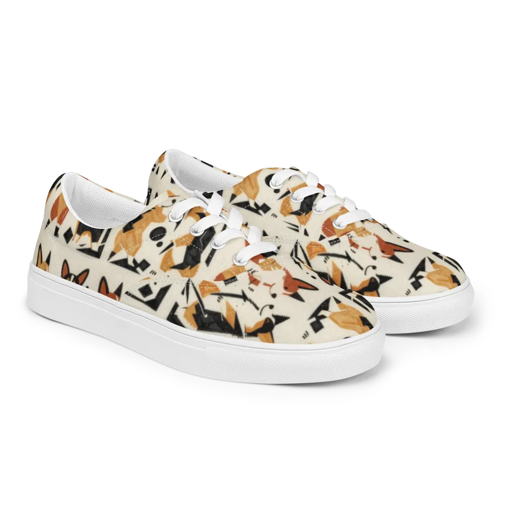 Mod Dog Parade on Men's Lace-Up Canvas Shoes — Right Front