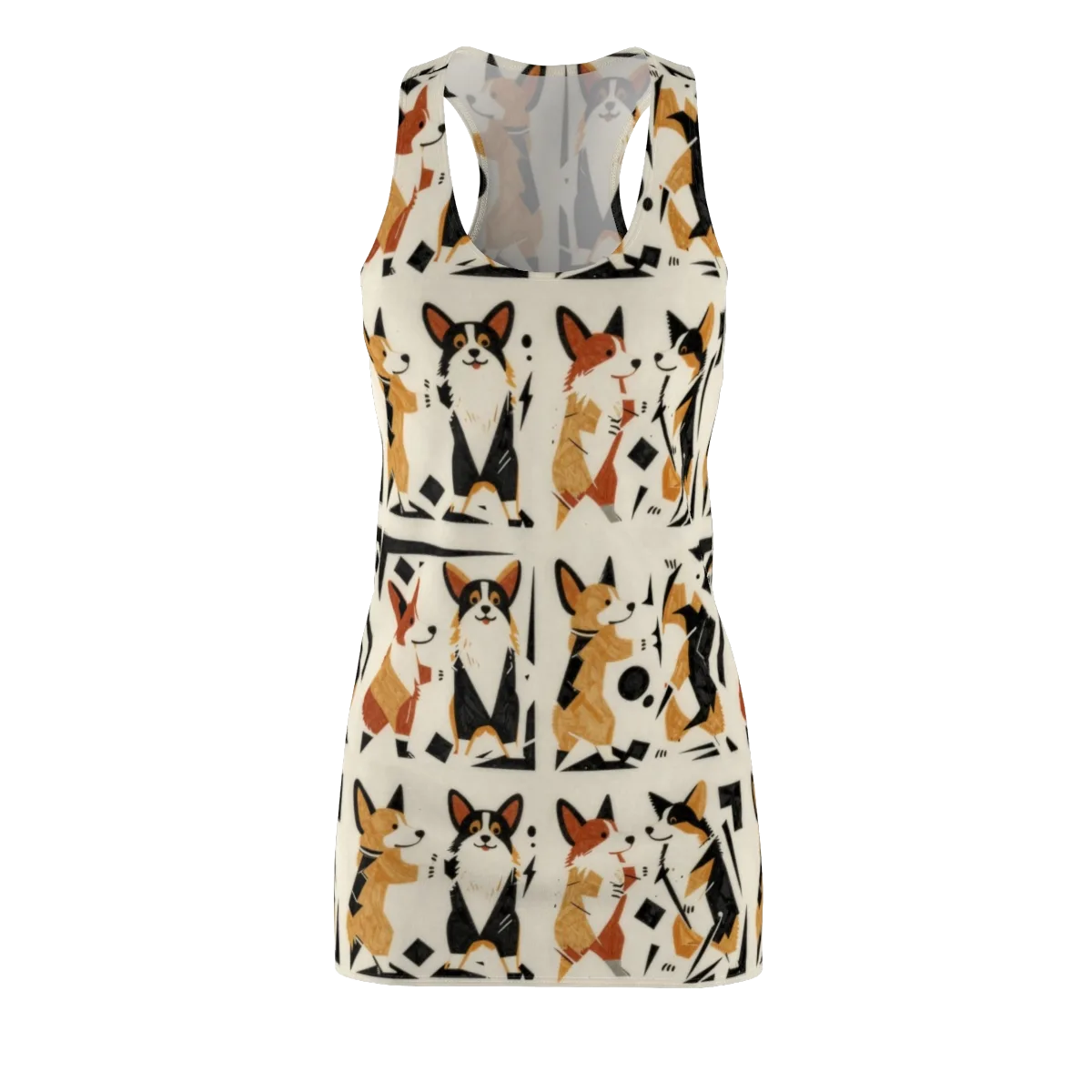 Mod Dog Parade on Racerback Dress — Front
