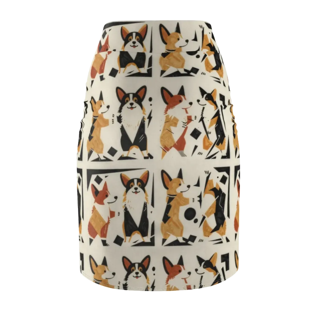 Mod Dog Parade on Pencil Skirt — Back