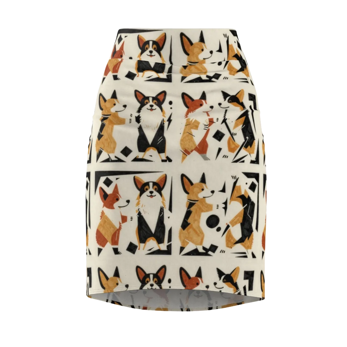 Mod Dog Parade on Pencil Skirt — Front