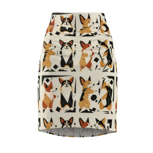 Mod Dog Parade on a Pencil Skirt