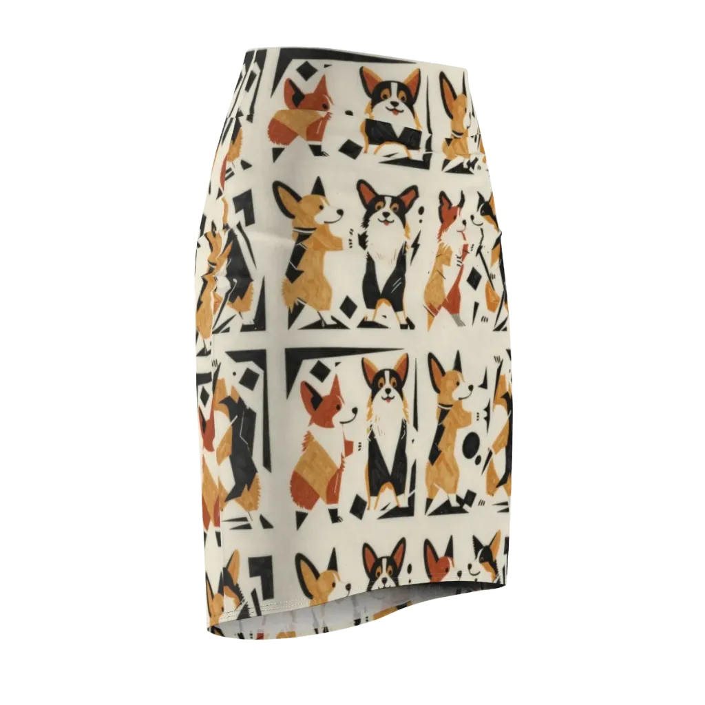 Mod Dog Parade on Pencil Skirt — Front Side