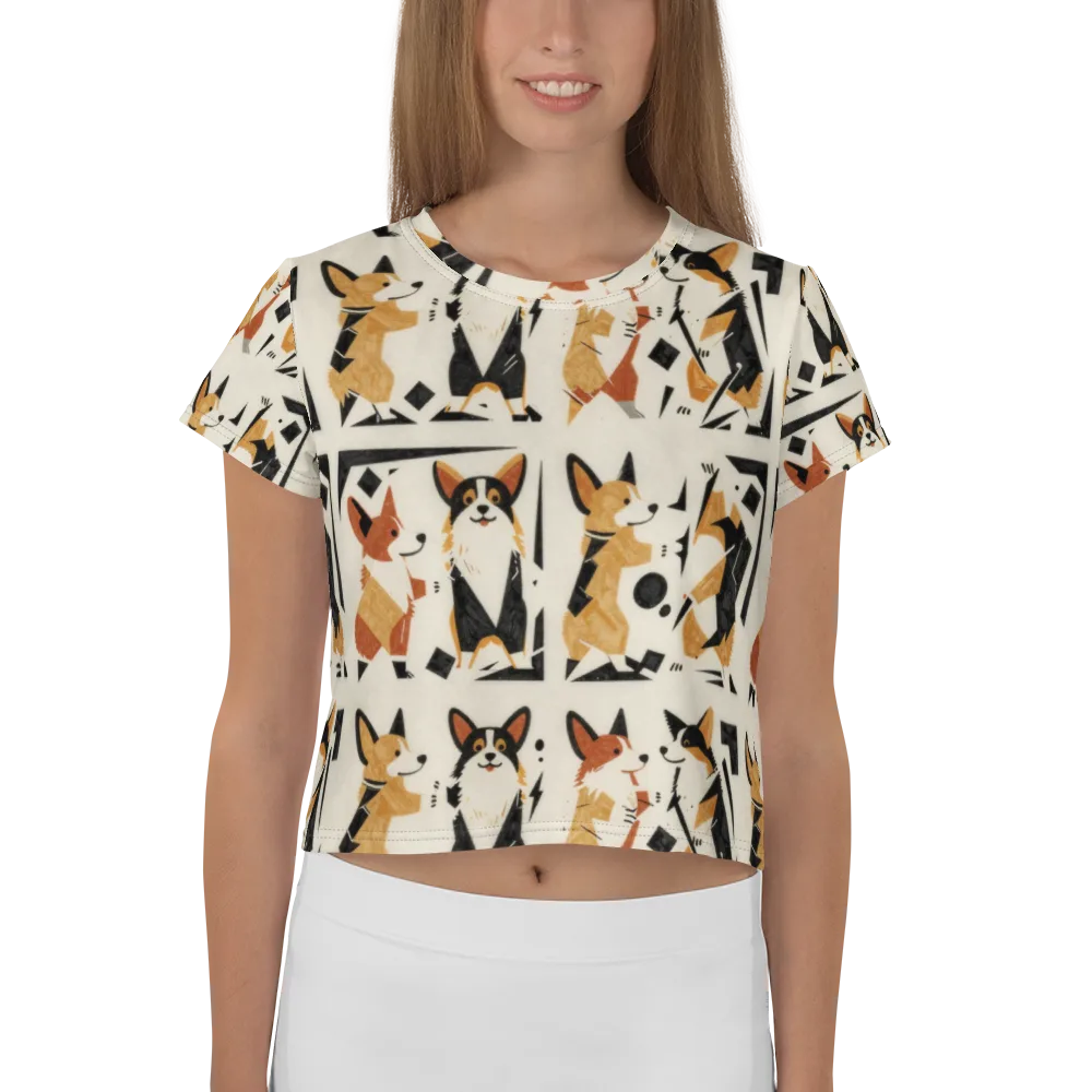 Mod Dog Parade on Crop Tee — Front