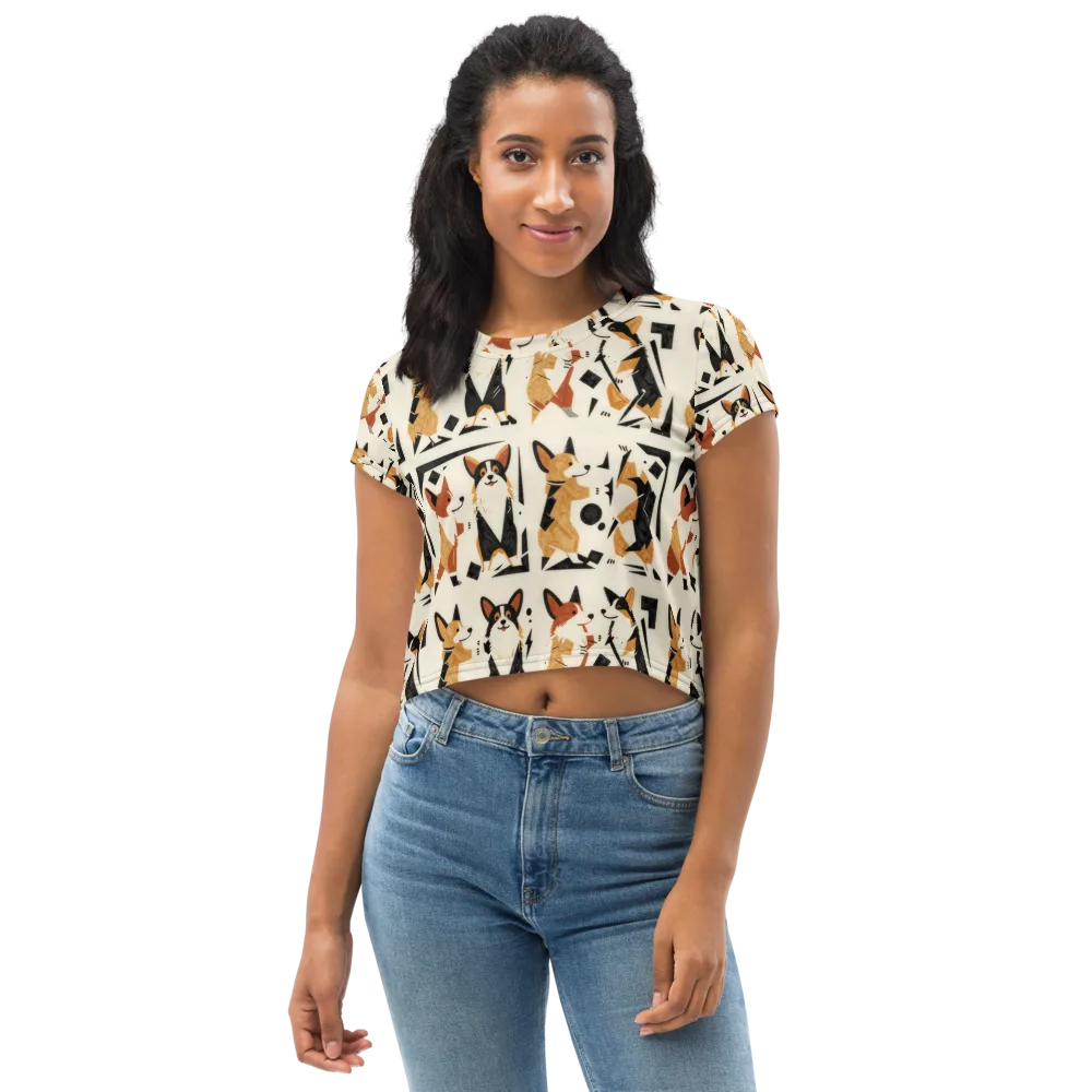Mod Dog Parade on Crop Tee — Front