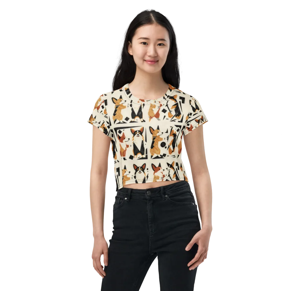 Mod Dog Parade on Crop Tee — Front