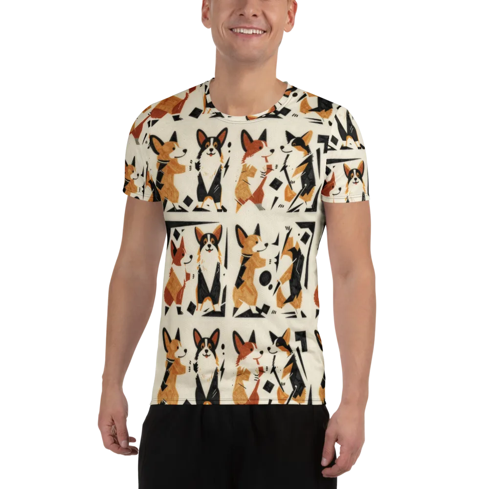 Mod Dog Parade on Men's Athletic T-Shirt — Front