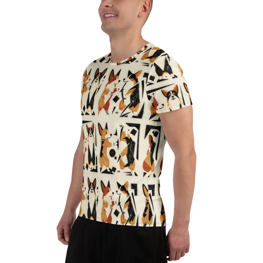 Mod Dog Parade on Men's Athletic T-Shirt — Left