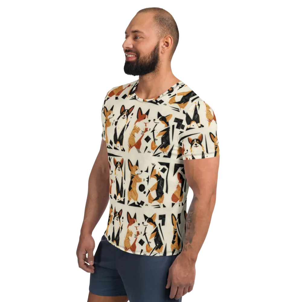 Mod Dog Parade on Men's Athletic T-Shirt — Left