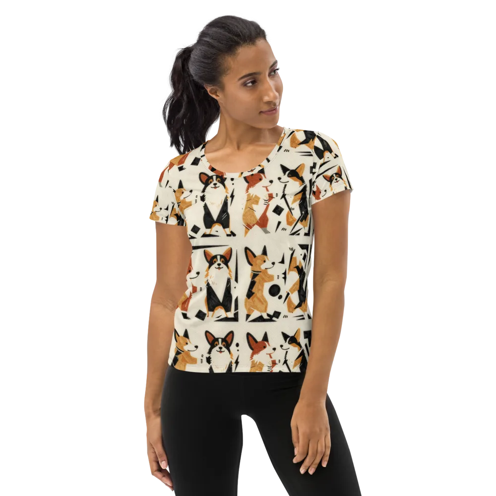 Mod Dog Parade on Women's Athletic T-Shirt — Front