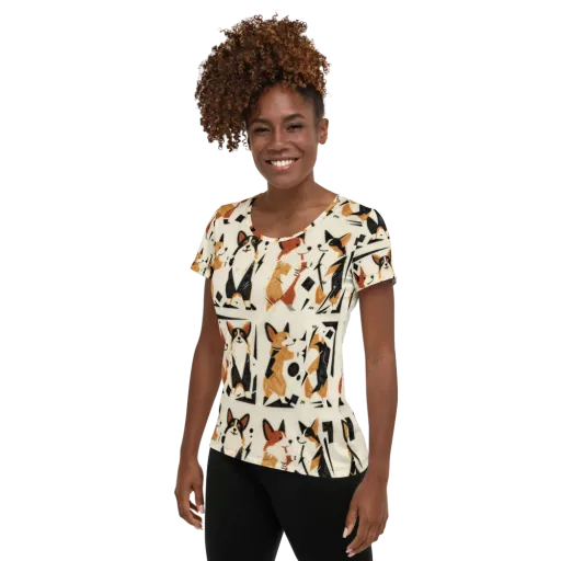 Mod Dog Parade on a Women's Athletic T-Shirt