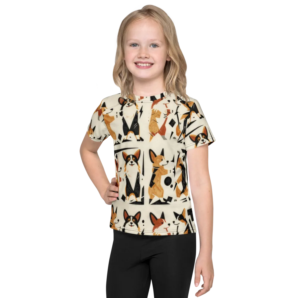 Mod Dog Parade on Kids Crew Neck T-Shirt — Front