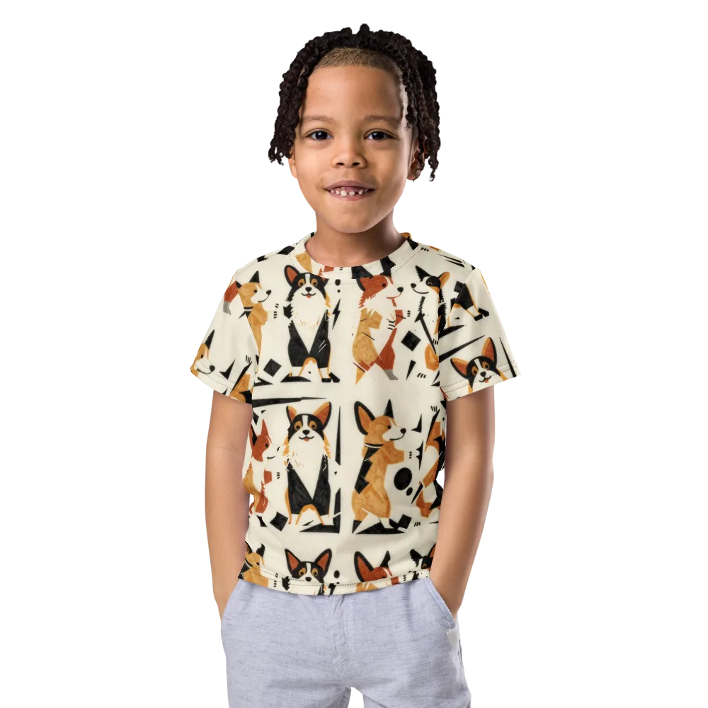 Mod Dog Parade on Kids Crew Neck T-Shirt — Front