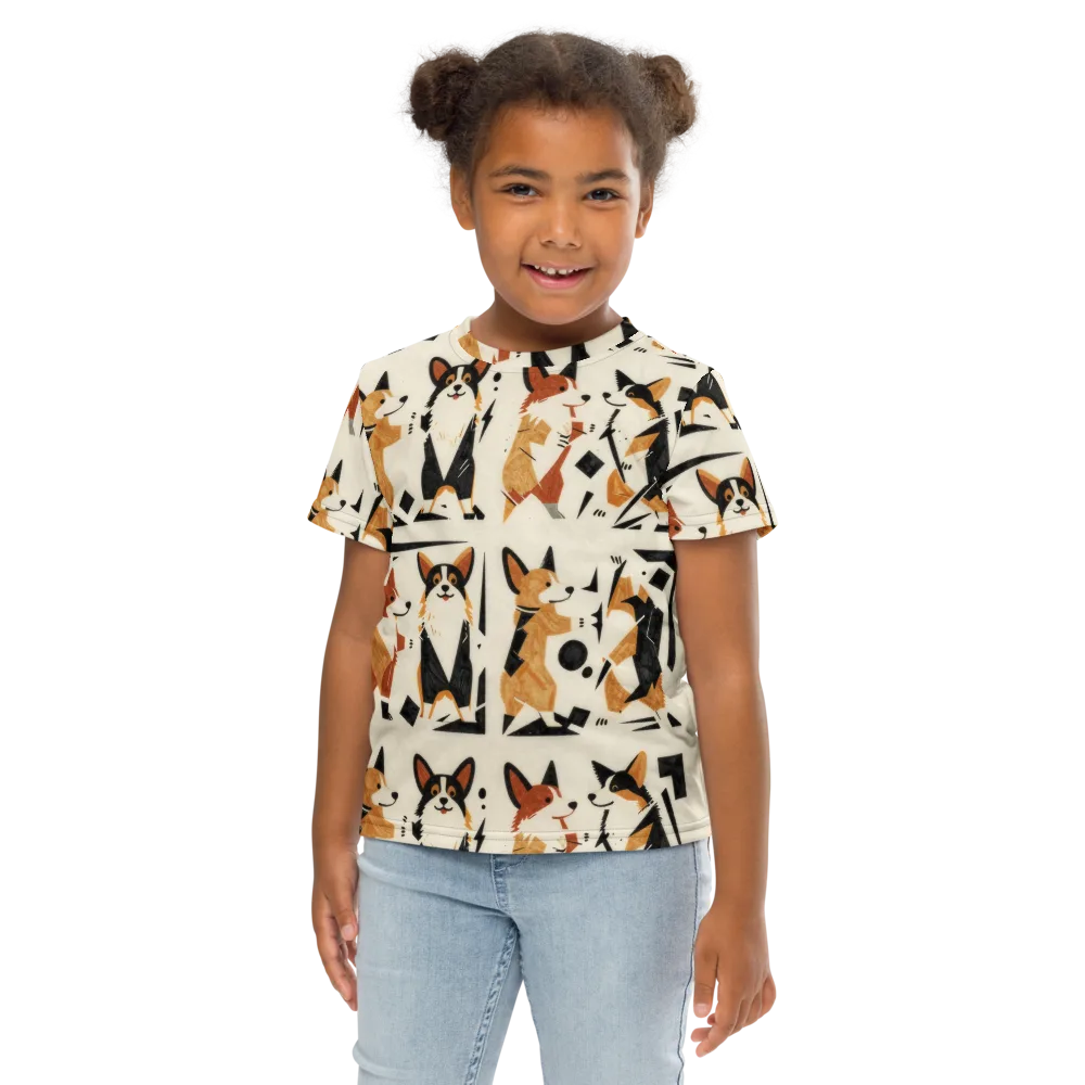 Mod Dog Parade on Kids Crew Neck T-Shirt — Front