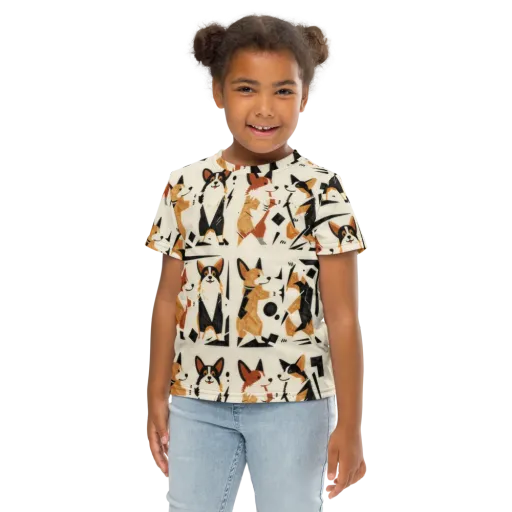 Mod Dog Parade on a Kids Crew Neck T-Shirt