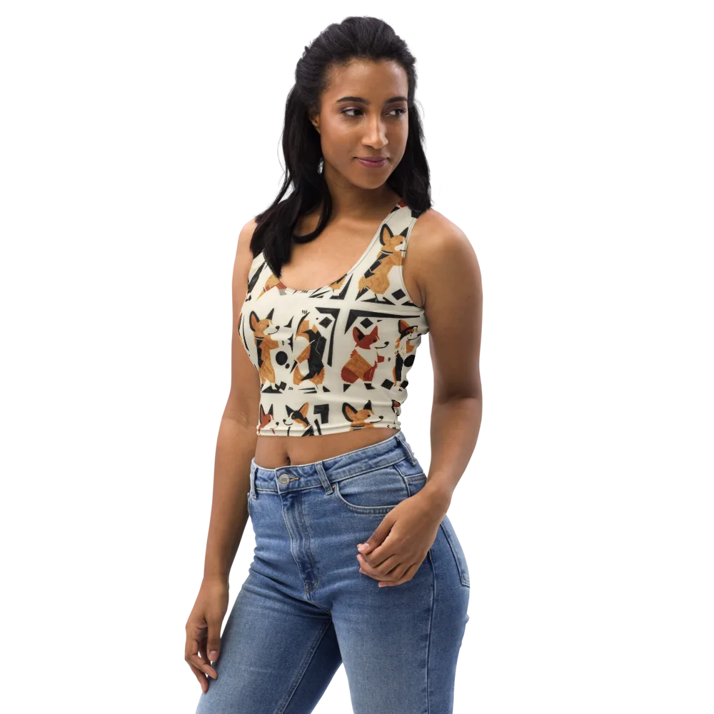 Mod Dog Parade on Crop Top — Left Front