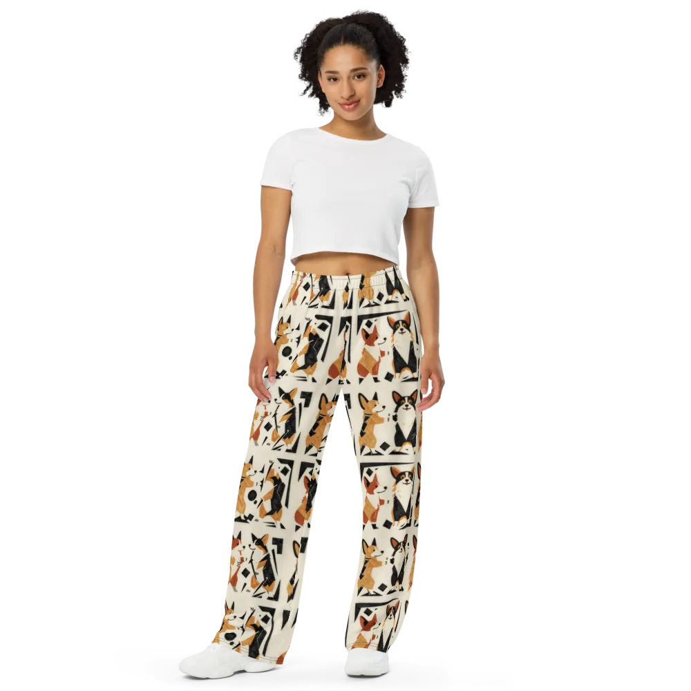 Mod Dog Parade on Wide-Leg Pants — Front