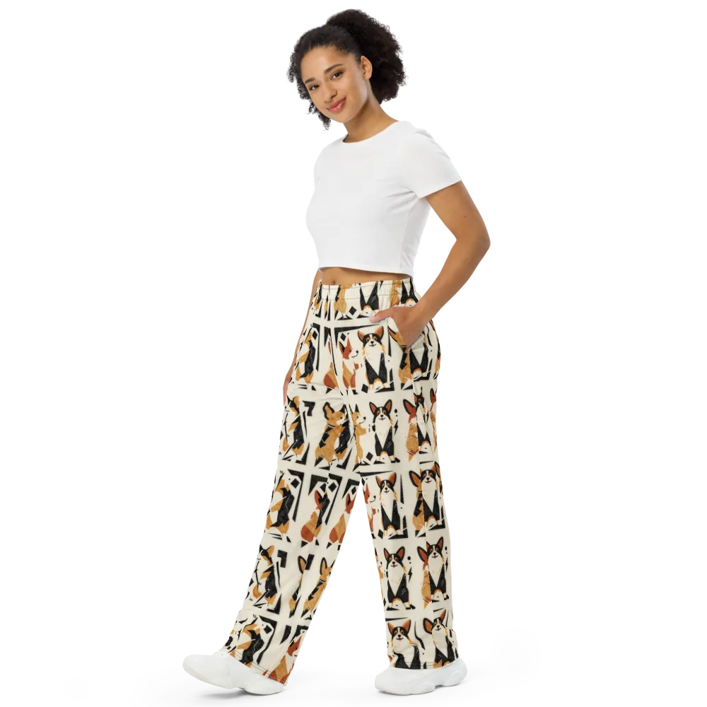 Mod Dog Parade on Wide-Leg Pants — Left Front