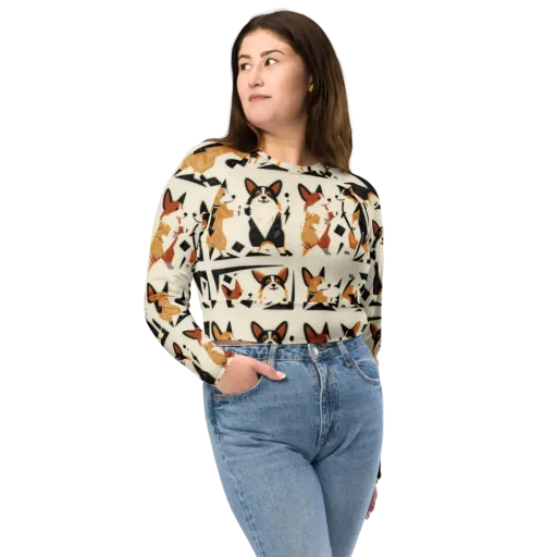 Mod Dog Parade on a Long Sleeve Crop Top